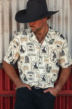 Outlet Ringers Western Aint My First Rumbo Mens Pub Shirt - Off White