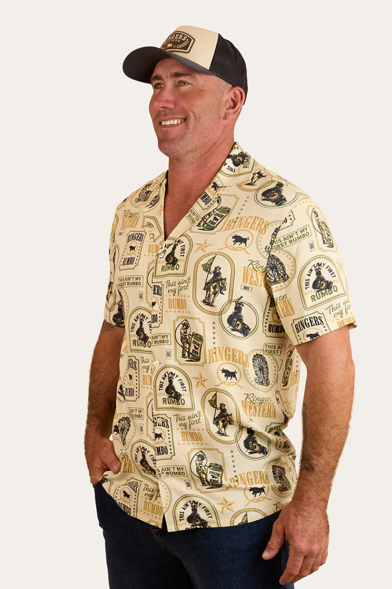 Outlet Ringers Western Aint My First Rumbo Mens Pub Shirt - Off White
