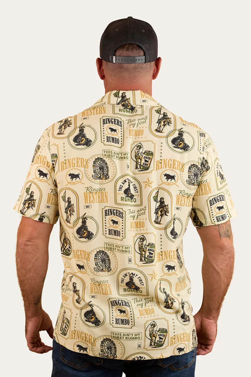 Outlet Ringers Western Aint My First Rumbo Mens Pub Shirt - Off White