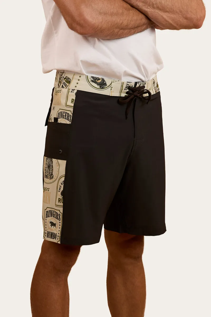 Best Ringers Western Aint My First Rumbo Mens Swim Short - Charcoal