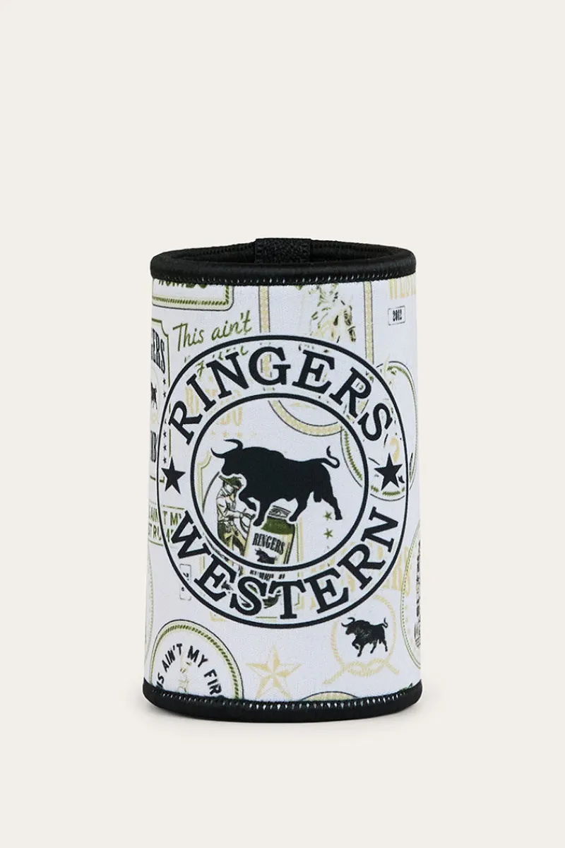 Outlet Ringers Western Aint My First Stubby Cooler - Off White / Black