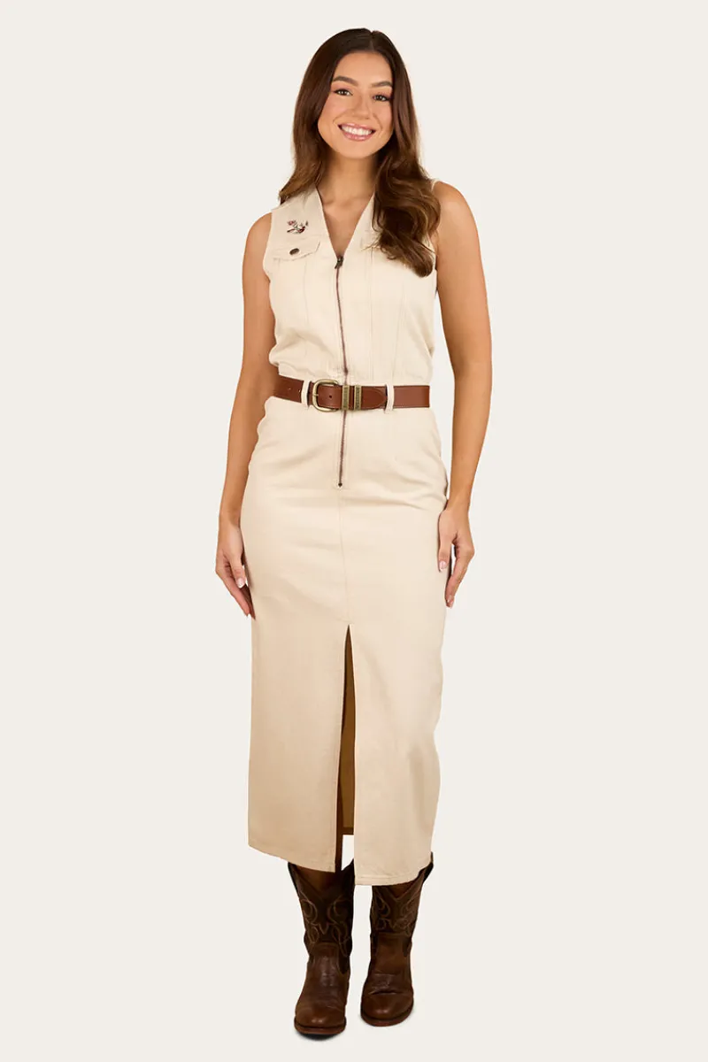 Hot Ringers Western Airlie Womens Denim Dress - Off White