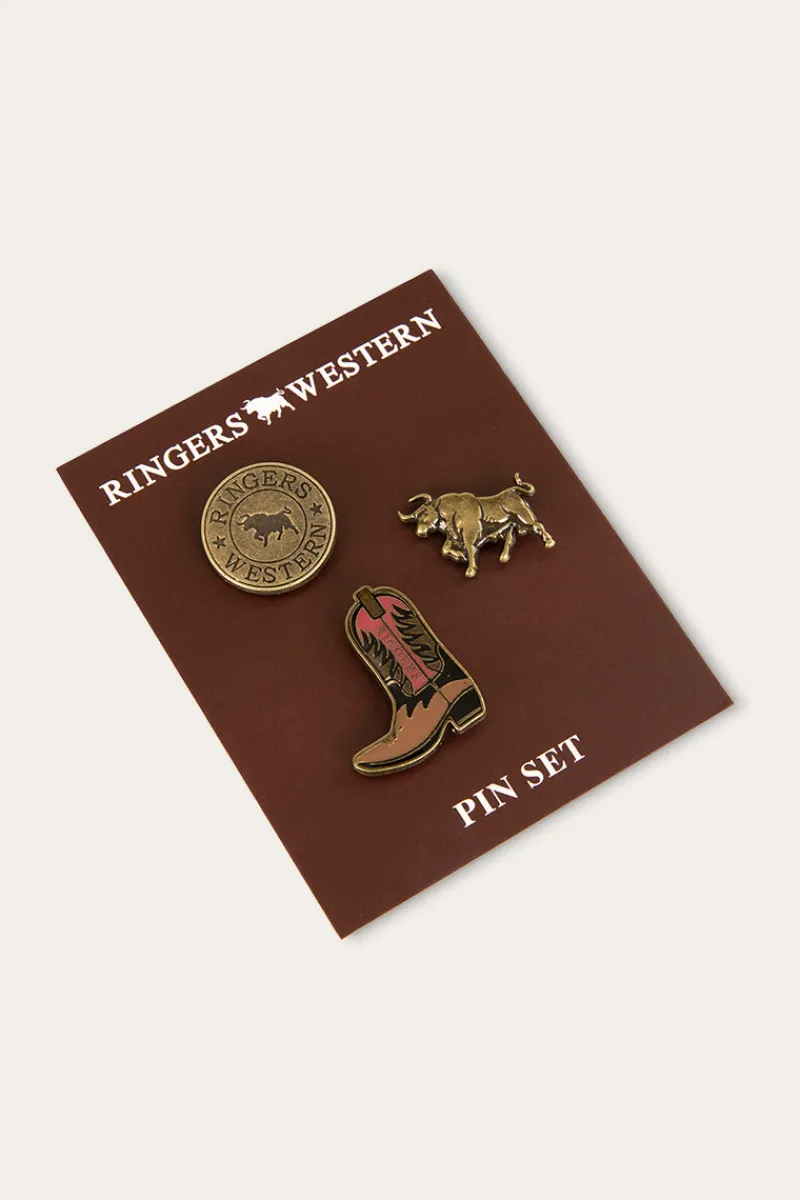 Hot Ringers Western Ambrose Pin Set - Antique Gold