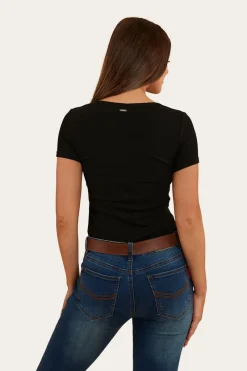 Online Ringers Western Arabella Womens Scoop Neck Baby Tee - Black