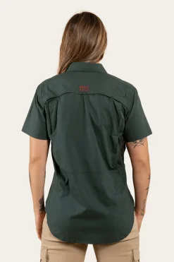 New Ringers Western Ashburton Womens Ripstop Full Button Work Shirt - Forest Green