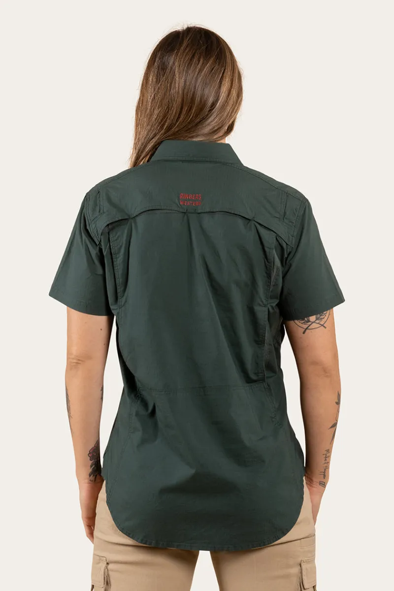 New Ringers Western Ashburton Womens Ripstop Full Button Work Shirt - Forest Green