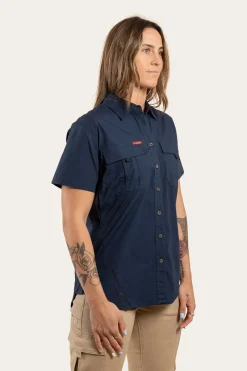 Online Ringers Western Ashburton Womens Ripstop Full Button Work Shirt - Dark Navy