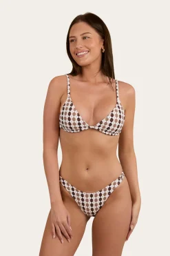 Sale Ringers Western Ashton Check Womens Slide Tri Bikini Top - Chocolate / White