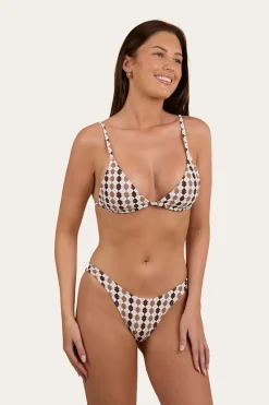 Sale Ringers Western Ashton Check Womens Slide Tri Bikini Top - Chocolate / White