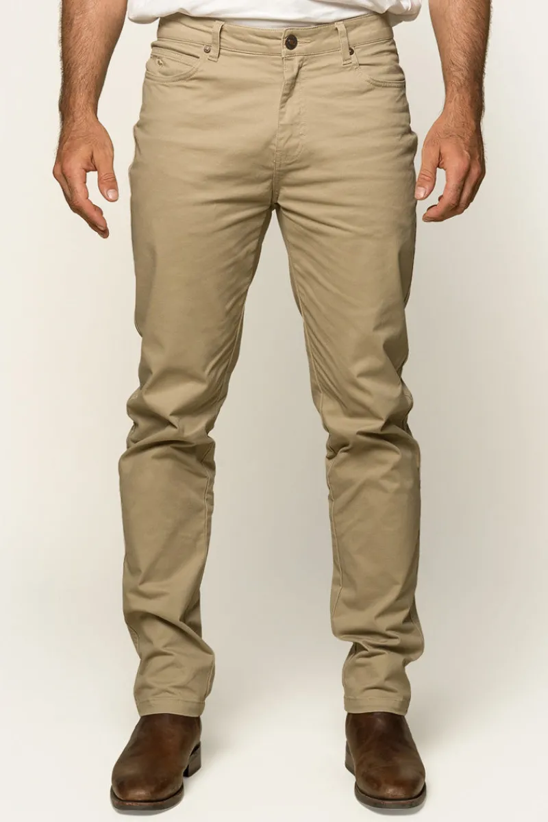 Discount Ringers Western Avondale Mens 5 Pocket Stretch Drill Jeans - Khaki