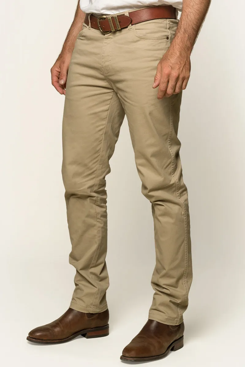 Discount Ringers Western Avondale Mens 5 Pocket Stretch Drill Jeans - Khaki