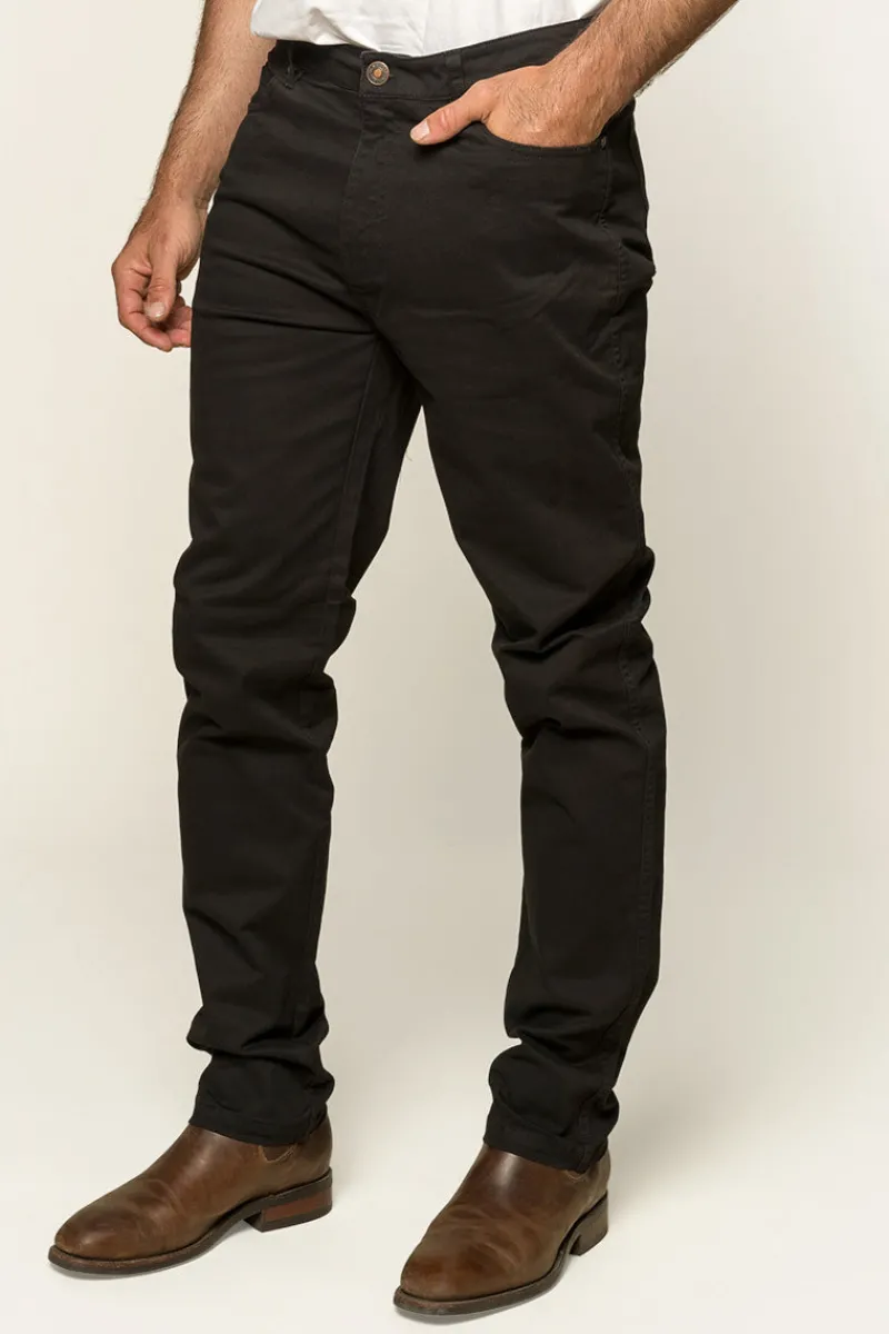 Hot Ringers Western Avondale Mens 5 Pocket Stretch Drill Jeans - Black