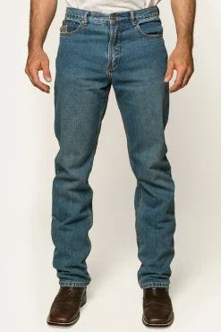 Outlet Ringers Western Barrington Mens Slim Fit Jeans - Mid Wash Blue