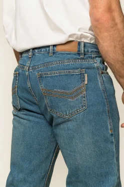 Outlet Ringers Western Barrington Mens Slim Fit Jeans - Mid Wash Blue