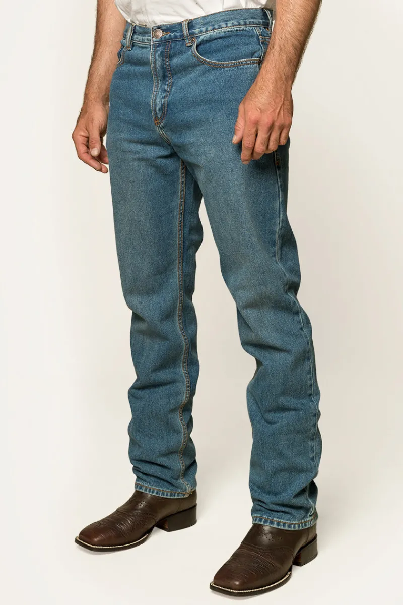 Outlet Ringers Western Barrington Mens Slim Fit Jeans - Mid Wash Blue