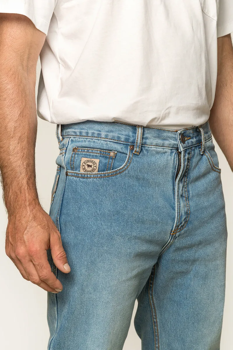 Outlet Ringers Western Barrington Mens Slim Fit Jean - Light Wash Blue