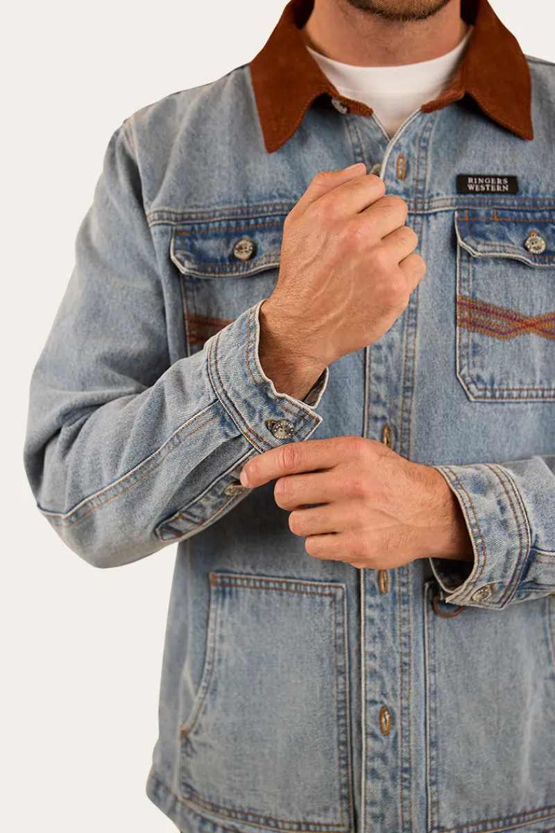 Outlet Ringers Western Bellbrae Mens Overshirt - Light Wash Blue
