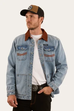 Outlet Ringers Western Bellbrae Mens Overshirt - Light Wash Blue