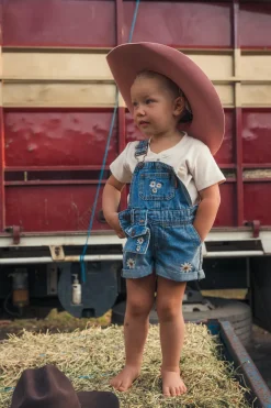 Sale Ringers Western Bessie Kids Denim Short Overall - Light Wash Blue