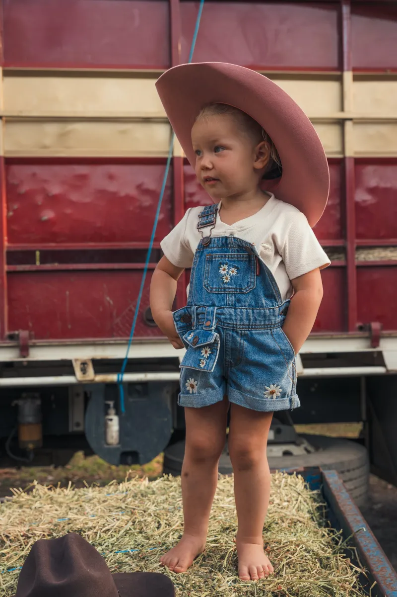 Sale Ringers Western Bessie Kids Denim Short Overall - Light Wash Blue