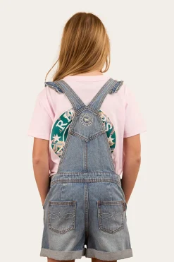 Sale Ringers Western Bessie Kids Denim Short Overall - Light Wash Blue