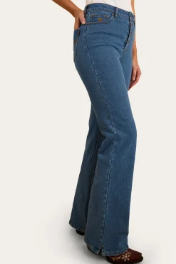 Ringers Western Betsy Womens High Rise Bootleg Jean - Mid Wash Blue