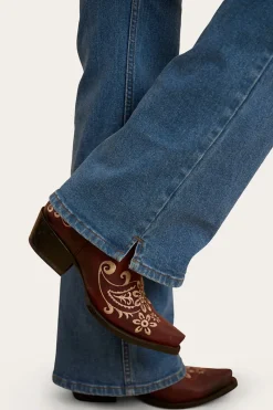 Ringers Western Betsy Womens High Rise Bootleg Jean - Mid Wash Blue