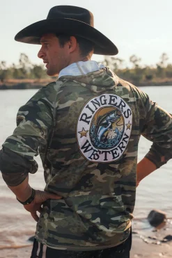 New Ringers Western Big Catch Hooded Fishing Jersey - Camo