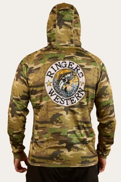 New Ringers Western Big Catch Hooded Fishing Jersey - Camo