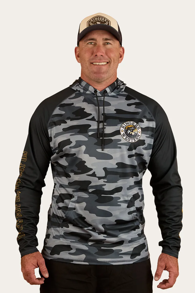 Outlet Ringers Western Big Catch Hooded Fishing Jersey - Black Camo