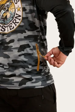 Outlet Ringers Western Big Catch Hooded Fishing Jersey - Black Camo