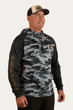 Outlet Ringers Western Big Catch Hooded Fishing Jersey - Black Camo