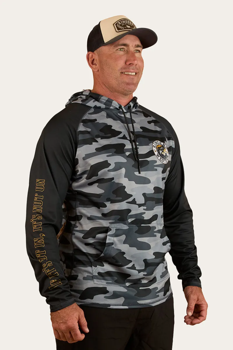 Outlet Ringers Western Big Catch Hooded Fishing Jersey - Black Camo