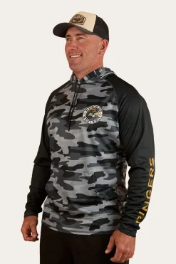 Outlet Ringers Western Big Catch Hooded Fishing Jersey - Black Camo