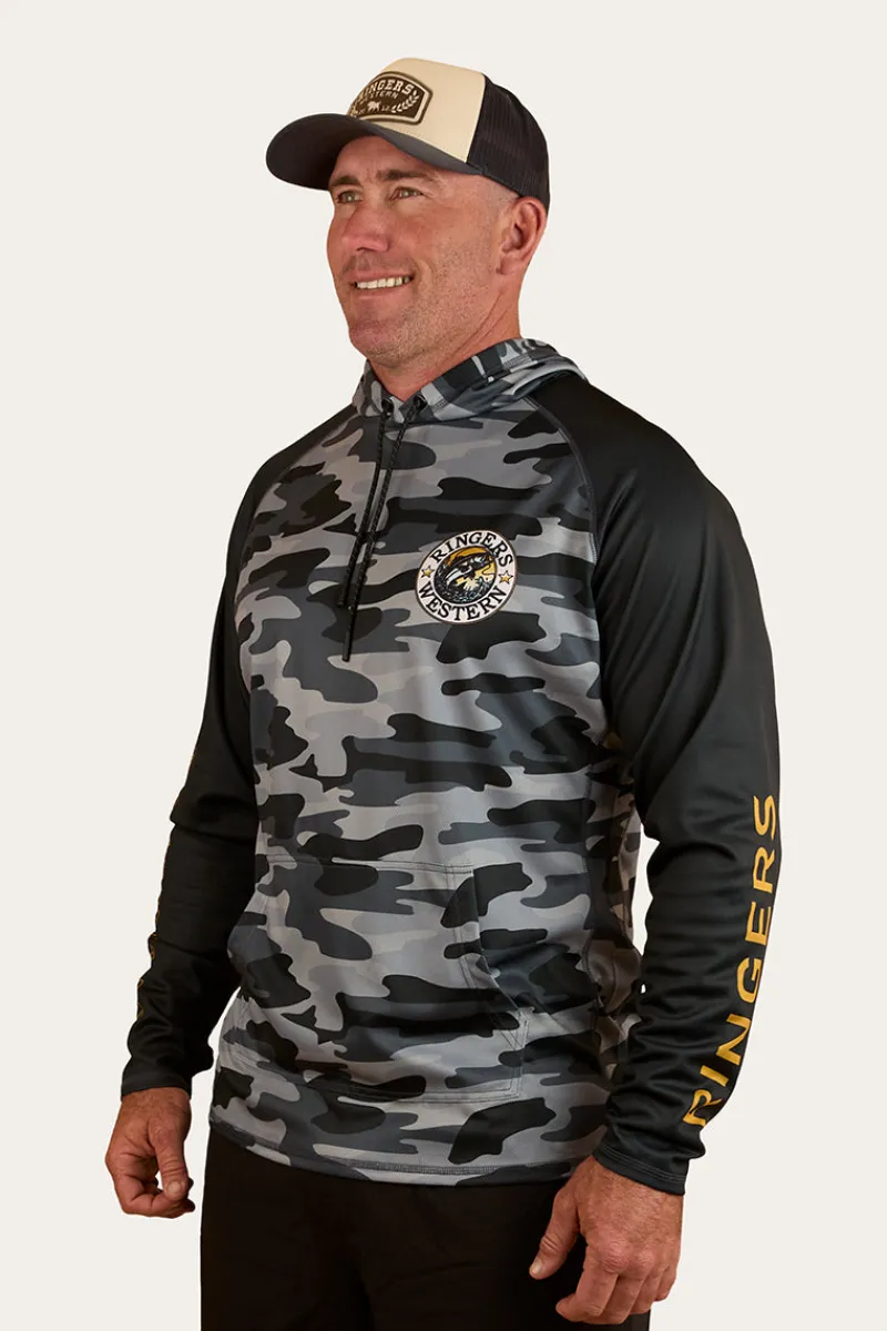 Outlet Ringers Western Big Catch Hooded Fishing Jersey - Black Camo
