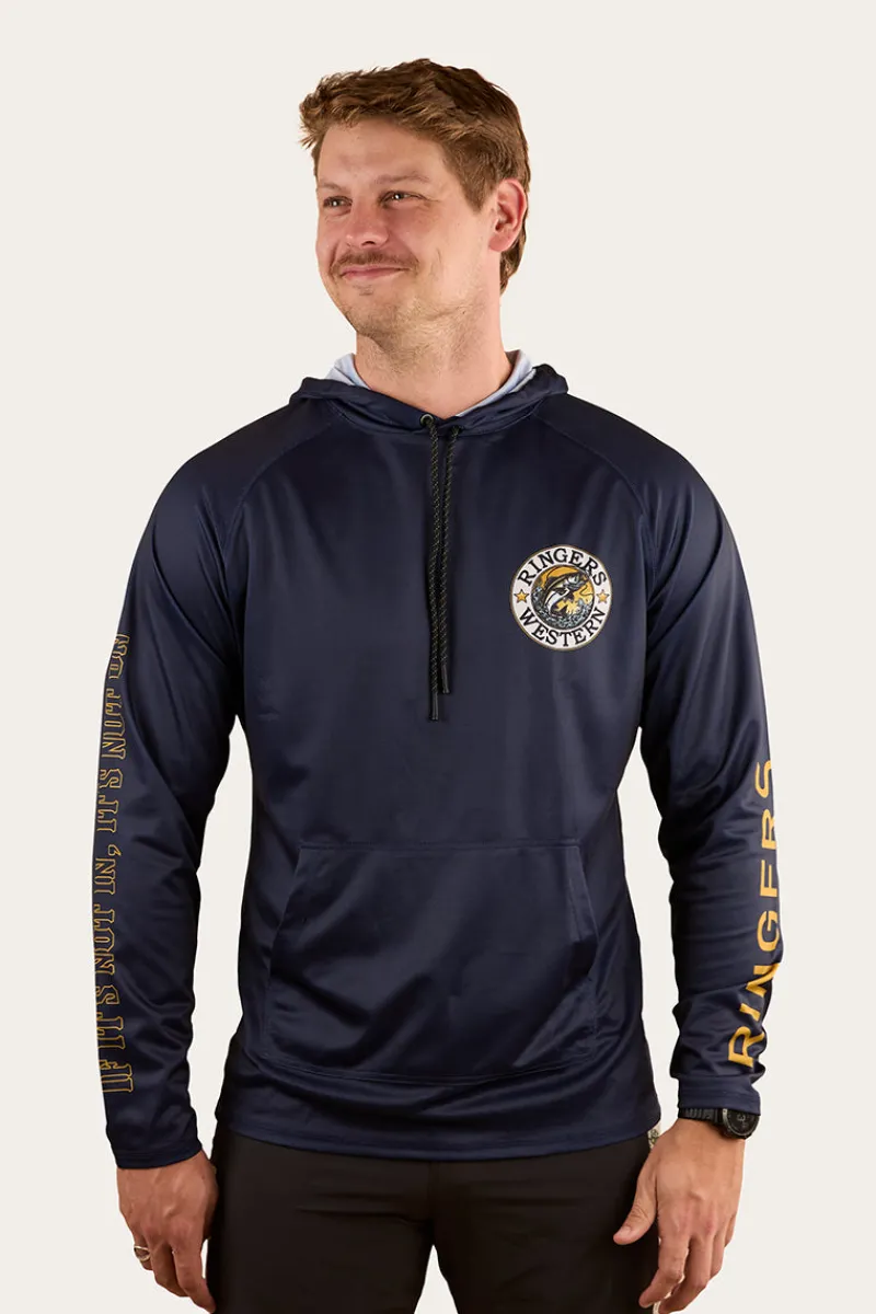 Hot Ringers Western Big Catch Hooded Fishing Jersey - Navy