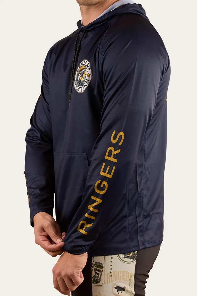 Hot Ringers Western Big Catch Hooded Fishing Jersey - Navy