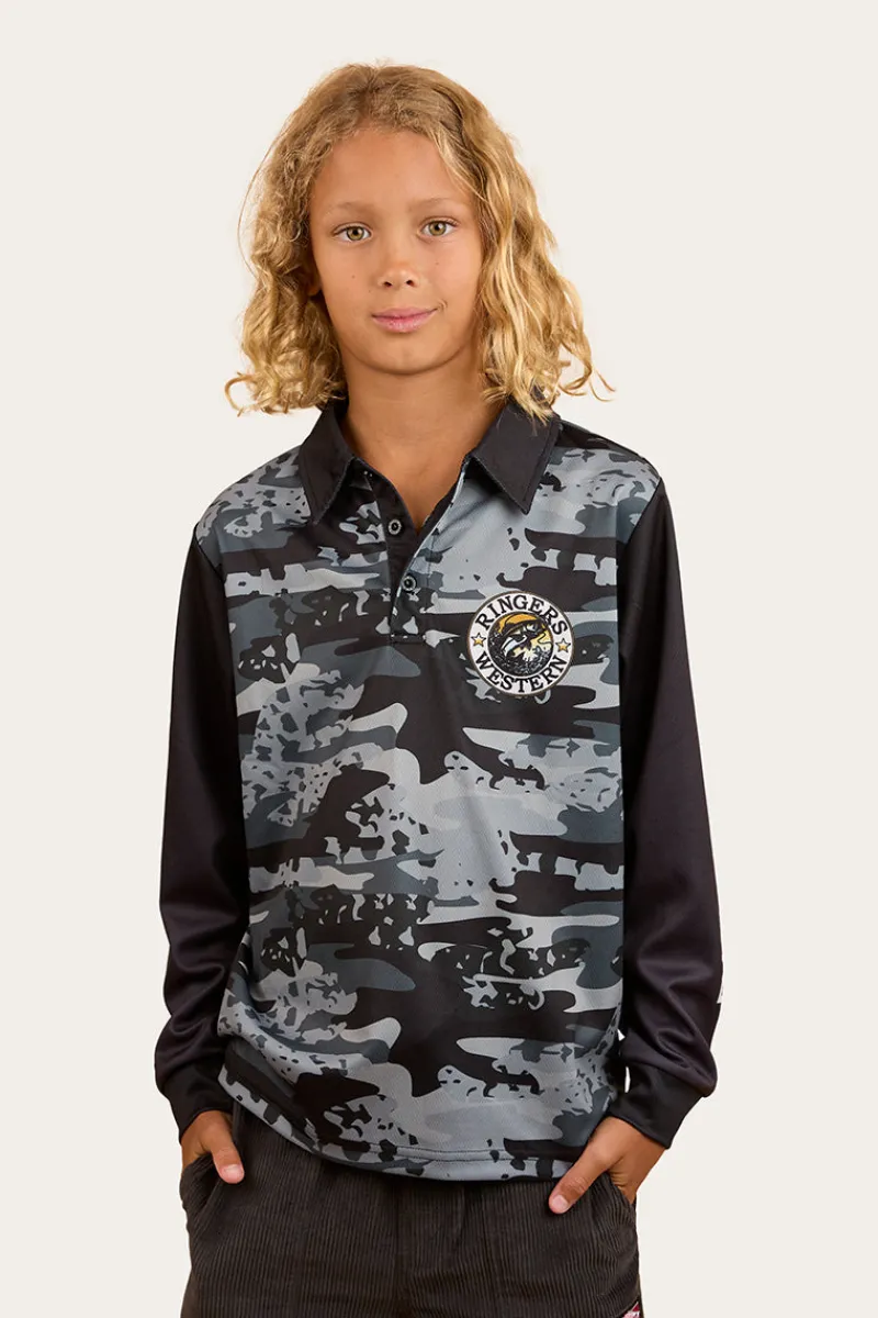 Discount Ringers Western Big Catch Kids Fishing Jersey - Black Camo