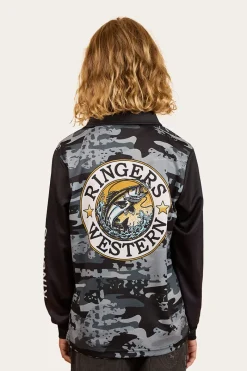 Discount Ringers Western Big Catch Kids Fishing Jersey - Black Camo