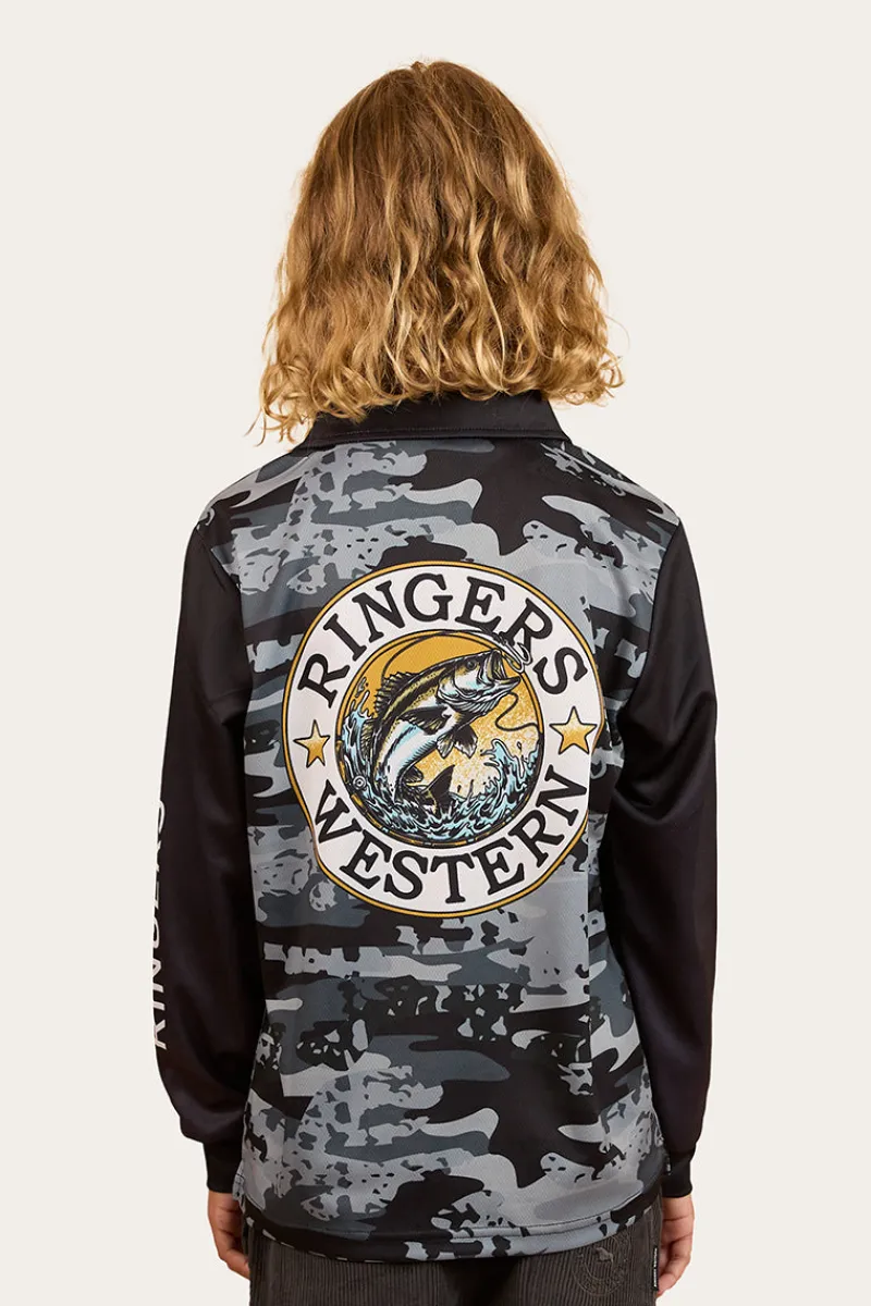 Discount Ringers Western Big Catch Kids Fishing Jersey - Black Camo