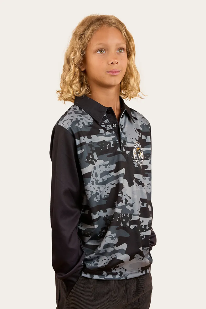 Discount Ringers Western Big Catch Kids Fishing Jersey - Black Camo