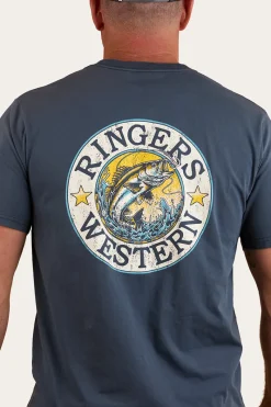Online Ringers Western Big Catch Mens Loose Fit T-Shirt - Washed Navy