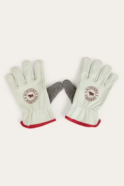 Online Ringers Western Big Dog Leather Gloves - Ivory