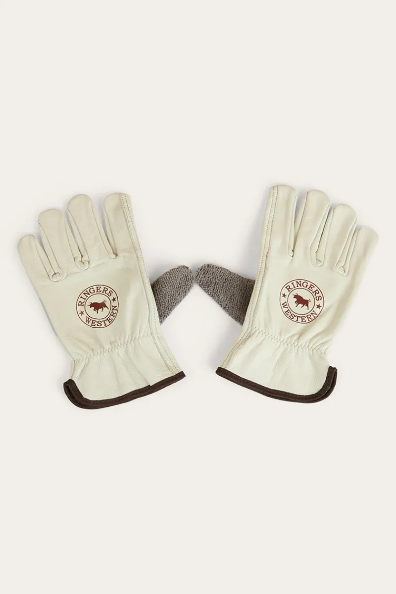 Online Ringers Western Big Dog Leather Gloves - Ivory