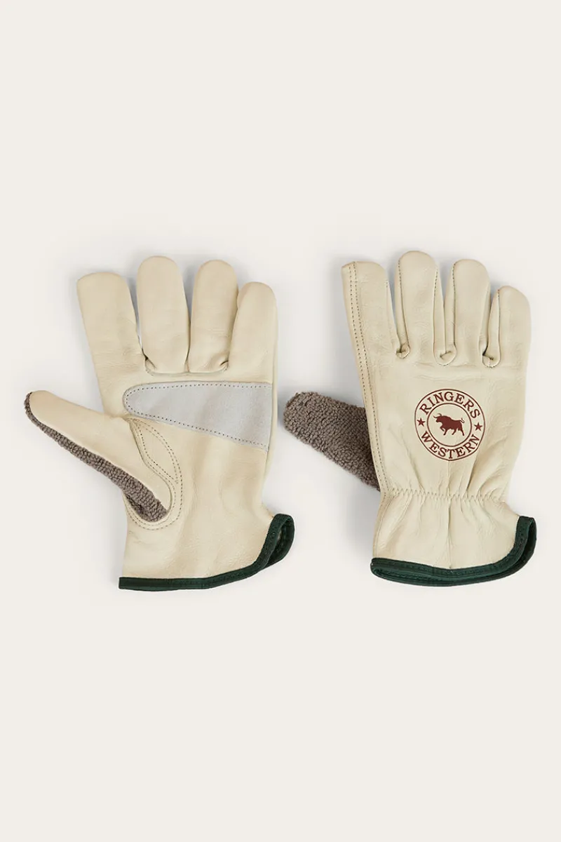 Online Ringers Western Big Dog Leather Gloves - Ivory