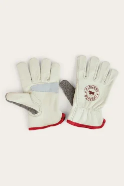 Online Ringers Western Big Dog Leather Gloves - Ivory