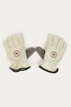 Online Ringers Western Big Dog Leather Gloves - Ivory
