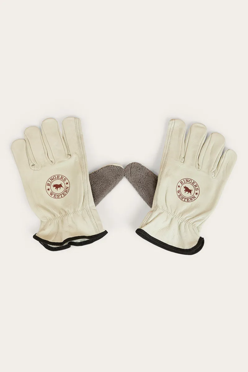 Online Ringers Western Big Dog Leather Gloves - Ivory
