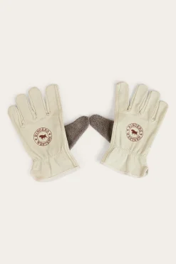 Online Ringers Western Big Dog Leather Gloves - Ivory