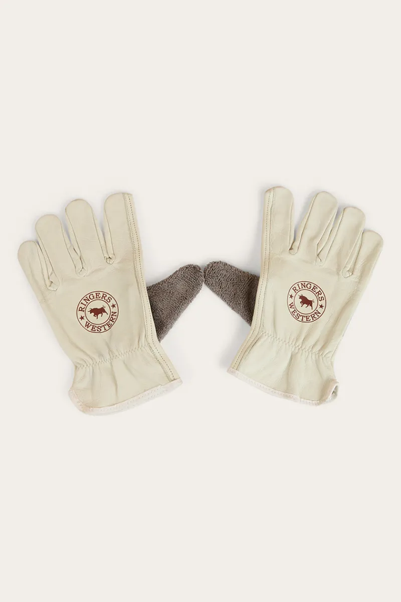 Online Ringers Western Big Dog Leather Gloves - Ivory